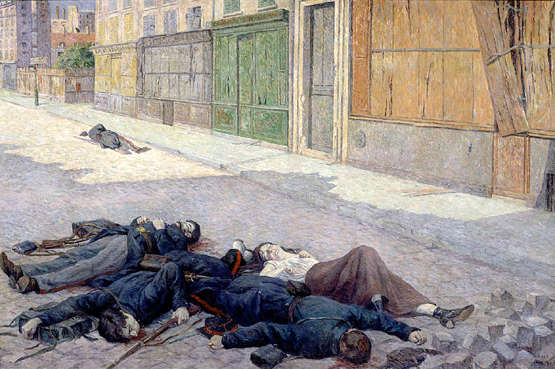 Une rue à Paris en mai 1871. Peinture à l'huile (1905) de Maximilien Luce. Musée d'Orsay, Paris.