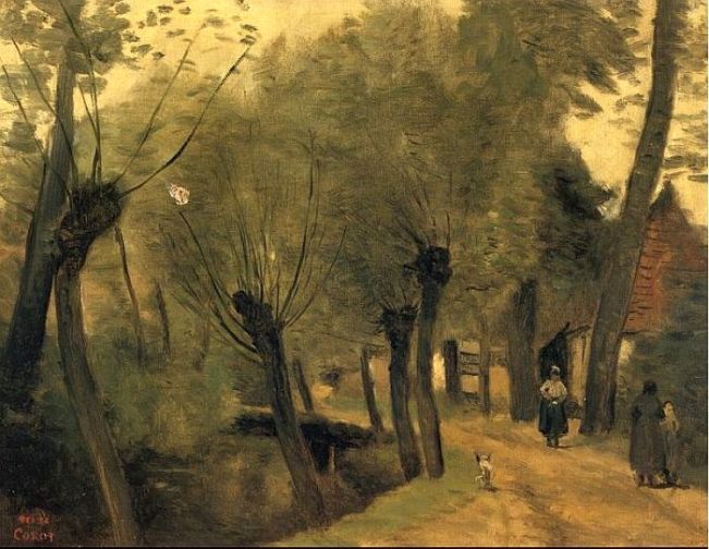 Jean-Baptiste Camille Corot (1796-1875) La Buissière près de Béthune. Allée bordée de saules.